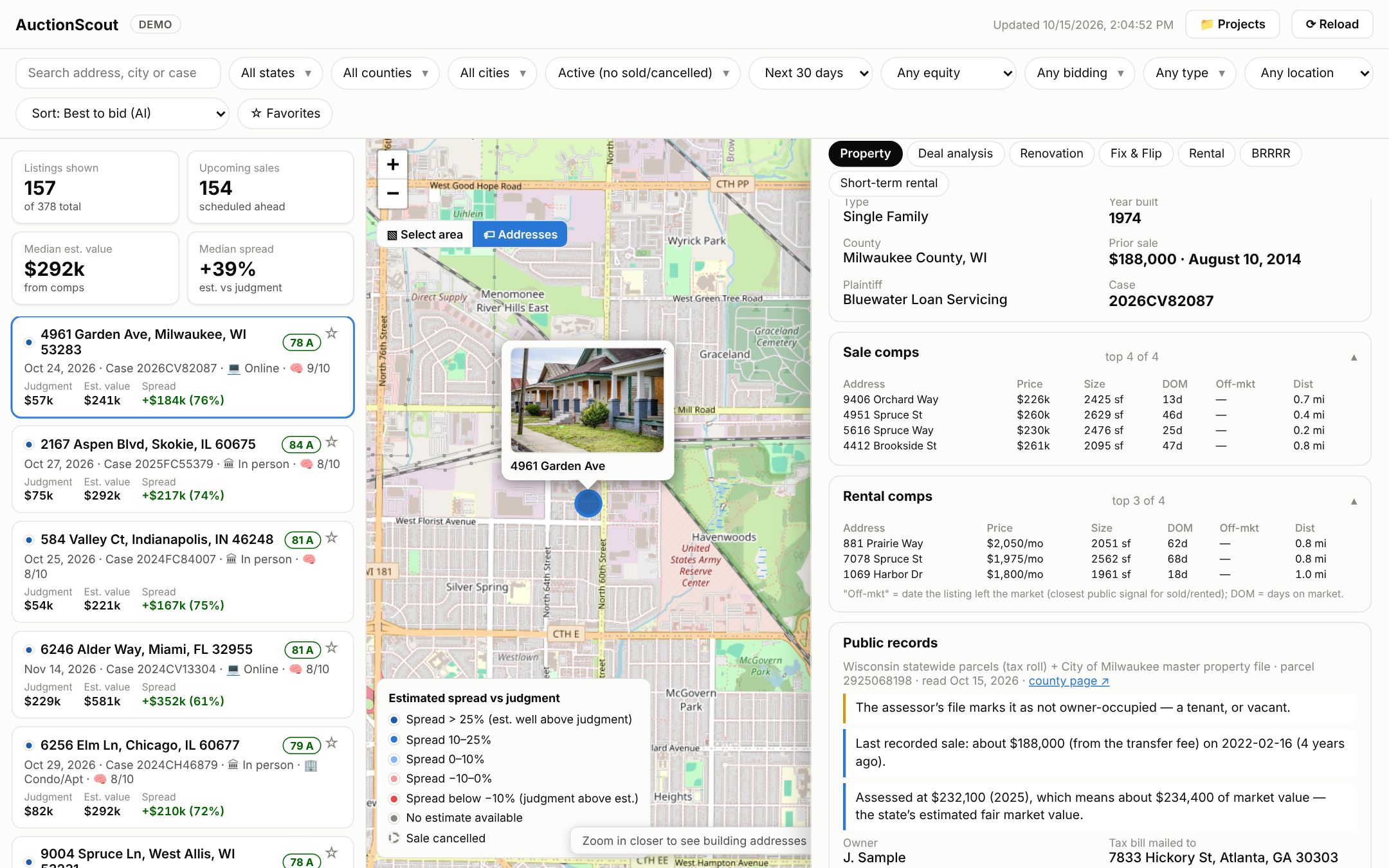 Comps, property details and history